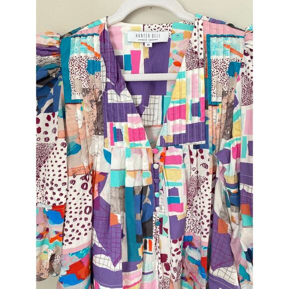 Hunter Bell Jenkins Mini Dress Patchwork Print Cotton Puff Sleeve Tuckernuck - Picture 8 of 12